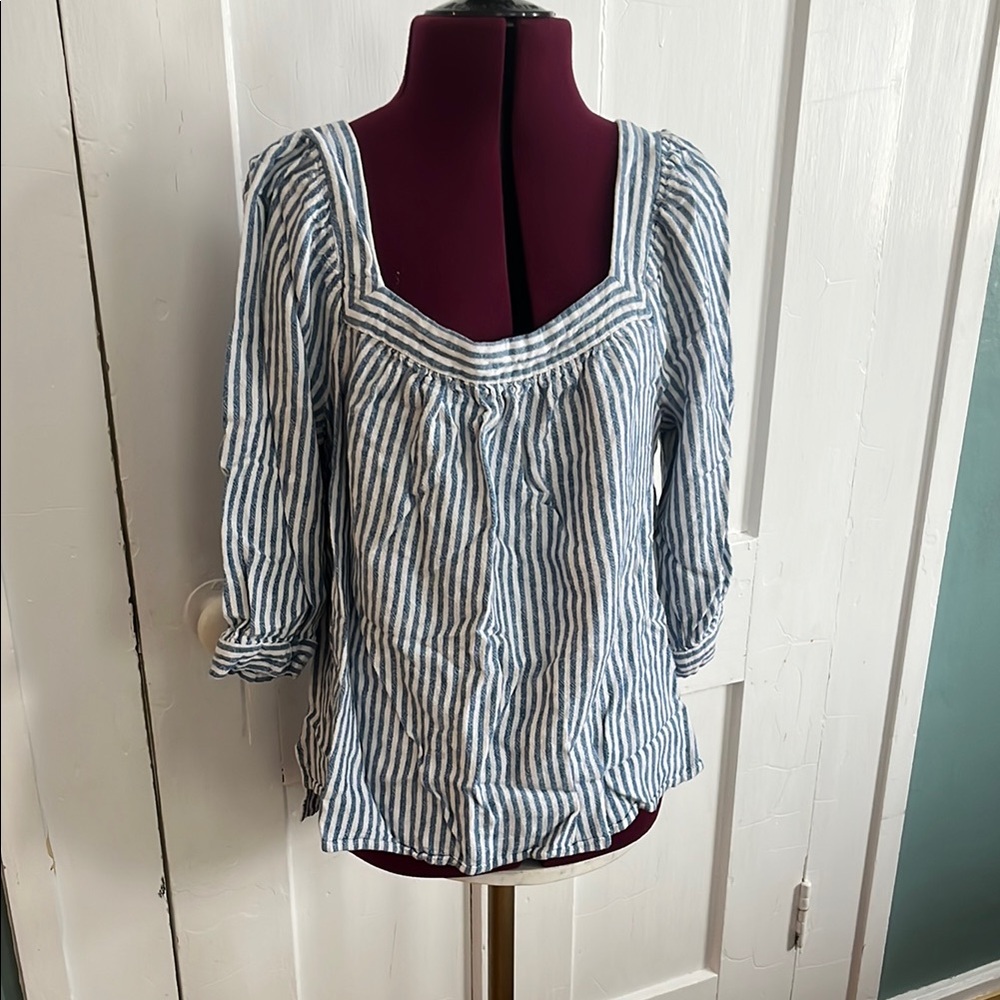 Striped Blue and White Women's Top